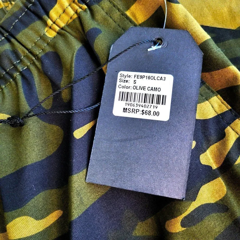Free Planet mens Stretch Slim Fit Olive Camo Activewear Jogger Pants NWT